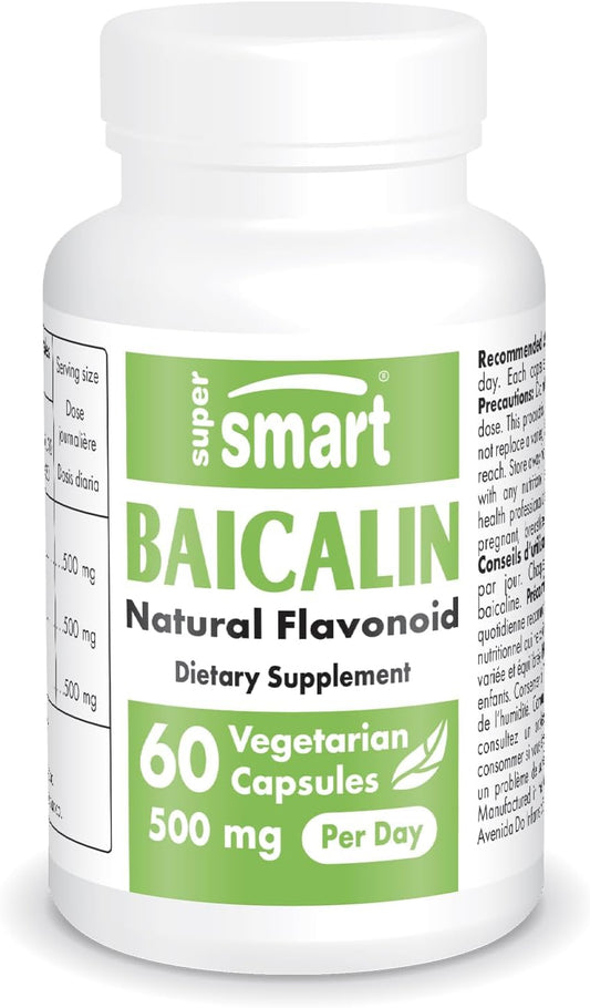 Premium Baicalin Supplement - 500mg Daily Chinese Skullcap Extract Capsules - Non-GMO & Gluten Free - 60 Veg Caps