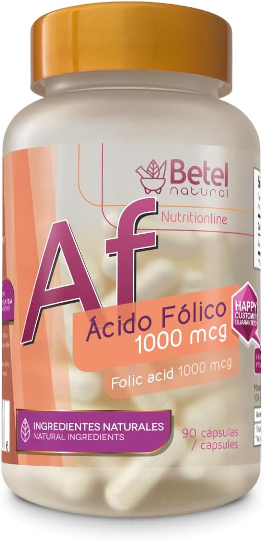 Premium Betel Natural Folic Acid Capsules 1000 mcg - 90 Count