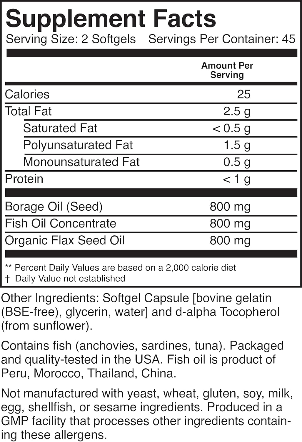 Premium BioActive Nutrients BiOmega 3-6-9 Softgels for Men & Women - Omega 3 6 9 Complex - 1200mg, 90 Softgels - Fish, Flaxseed, Borage Oil Blend