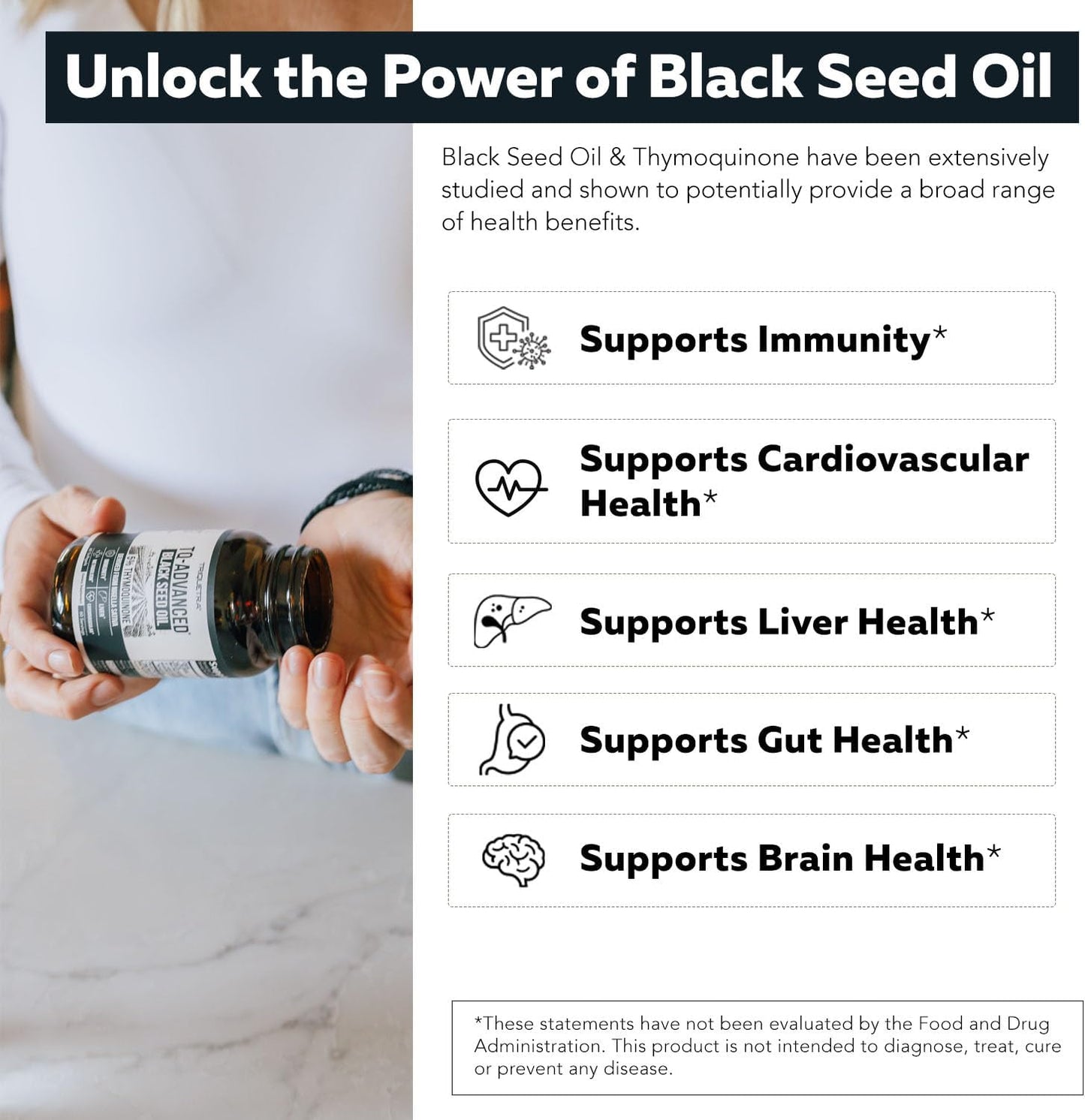 Premium Black Seed Oil Capsules | High Thymoquinone Content | TQ-Advanced® Formula | 500 mg Strength | Nigella Sativa Extract | Vegan - 60 Capsules