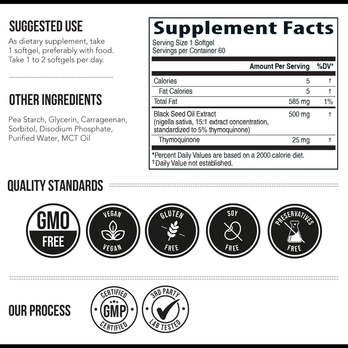 Premium Black Seed Oil Capsules | High Thymoquinone Content | TQ-Advanced® Formula | 500 mg Strength | Nigella Sativa Extract | Vegan - 60 Capsules