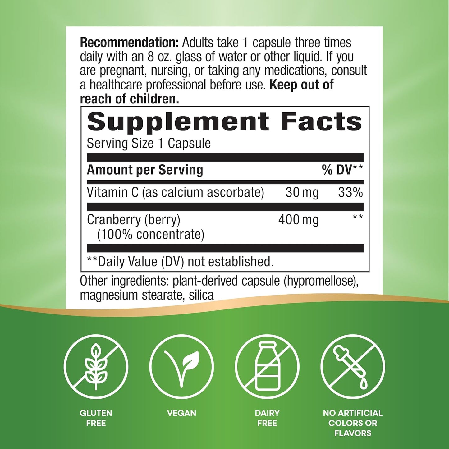 Premium Blend Cranberry Capsules for Urinary Tract Health Support - 100% Concentrate, 400mg, 60ct