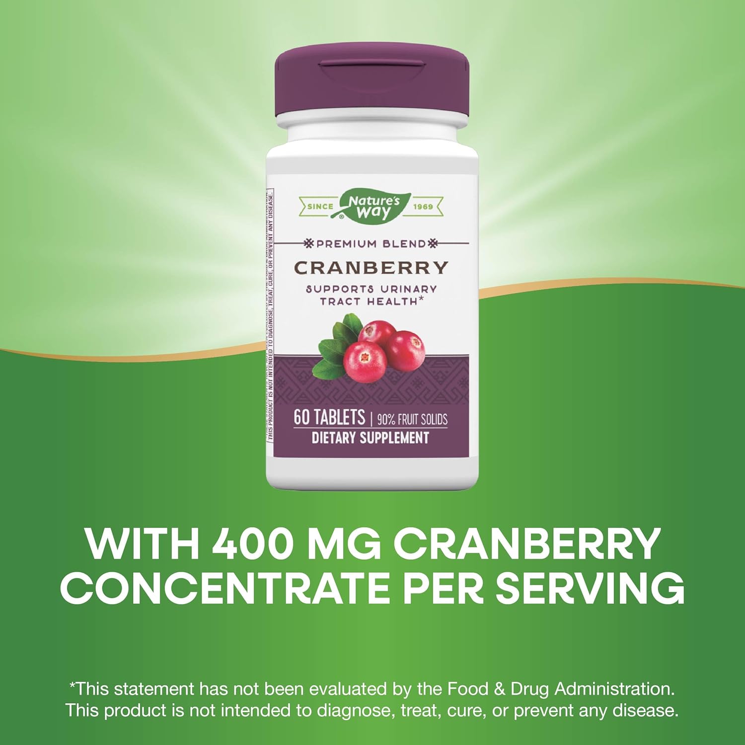 Premium Blend Cranberry Supplement for Urinary Tract Health Support - 60 Tablets with Vitamin C by Nature's Way