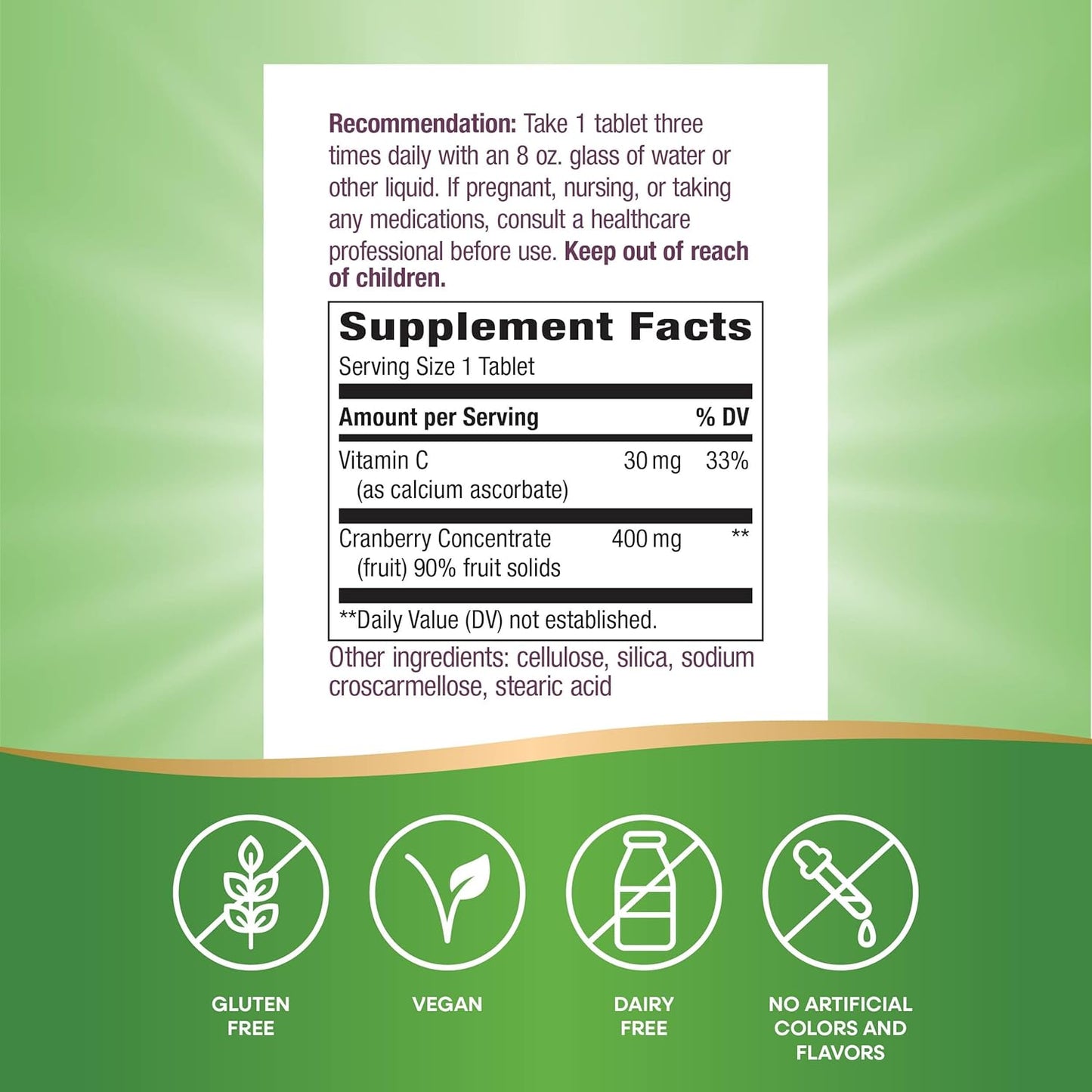 Premium Blend Cranberry Supplement for Urinary Tract Health Support - 60 Tablets with Vitamin C by Nature's Way