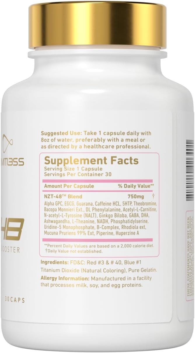 Premium Brain Booster for Her - Female-Focused Memory and Focus Supplement with Caffeine, Acetyl-L-Carnitine, and Vitamins B6 B12