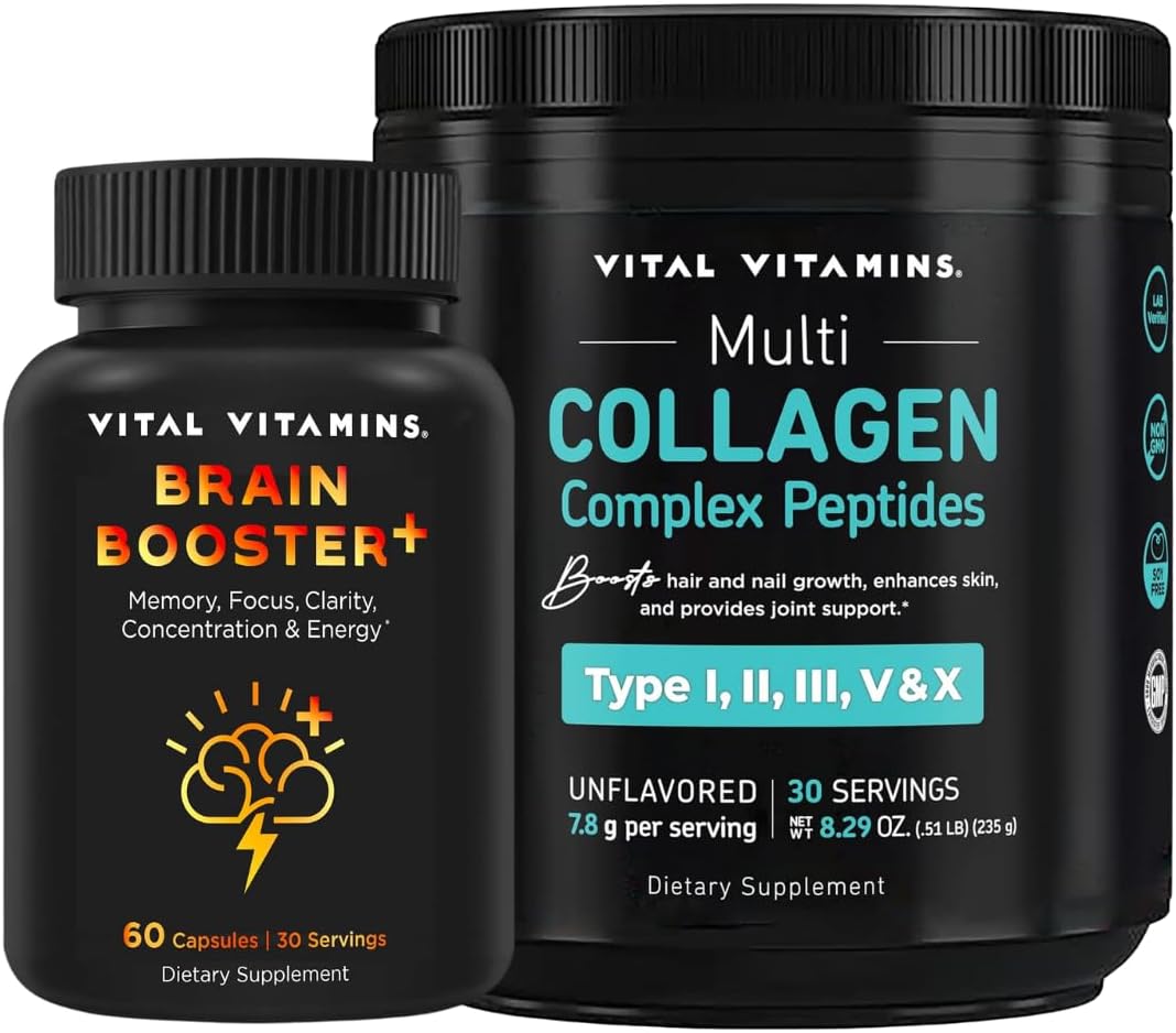 Premium Brain Booster with Multi Collagen Peptides Powder for Enhanced Cognitive Function