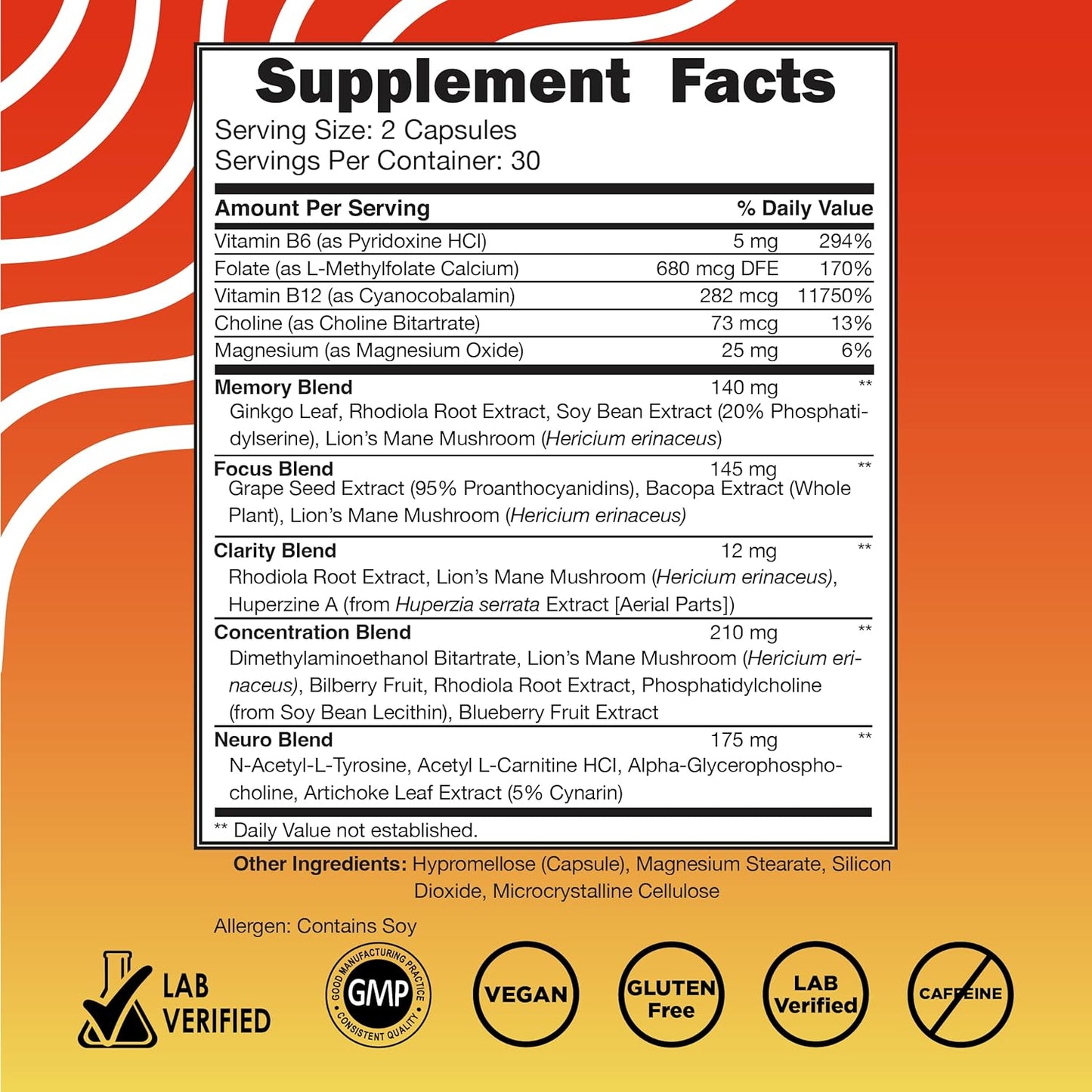 Premium Brain Booster with Multi Collagen Peptides Powder for Enhanced Cognitive Function