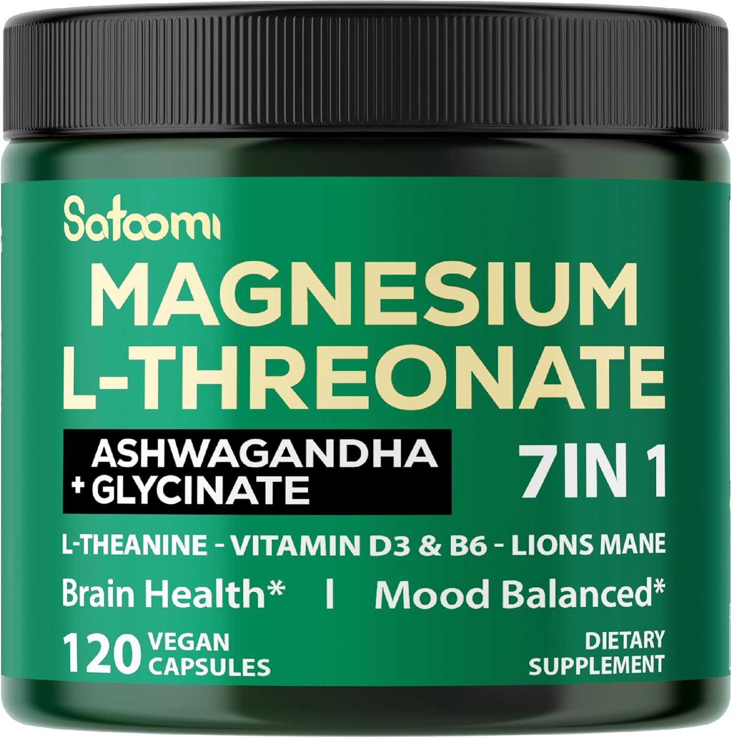 Premium Brain Health Supplement with Magnesium L-Threonate, Ashwagandha, Lions Mane, and More - 120 Capsules for Memory and Cognitive Function