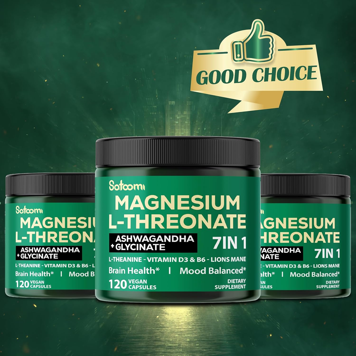 Premium Brain Health Supplement with Magnesium L-Threonate, Ashwagandha, Lions Mane, and More - 120 Capsules for Memory and Cognitive Function