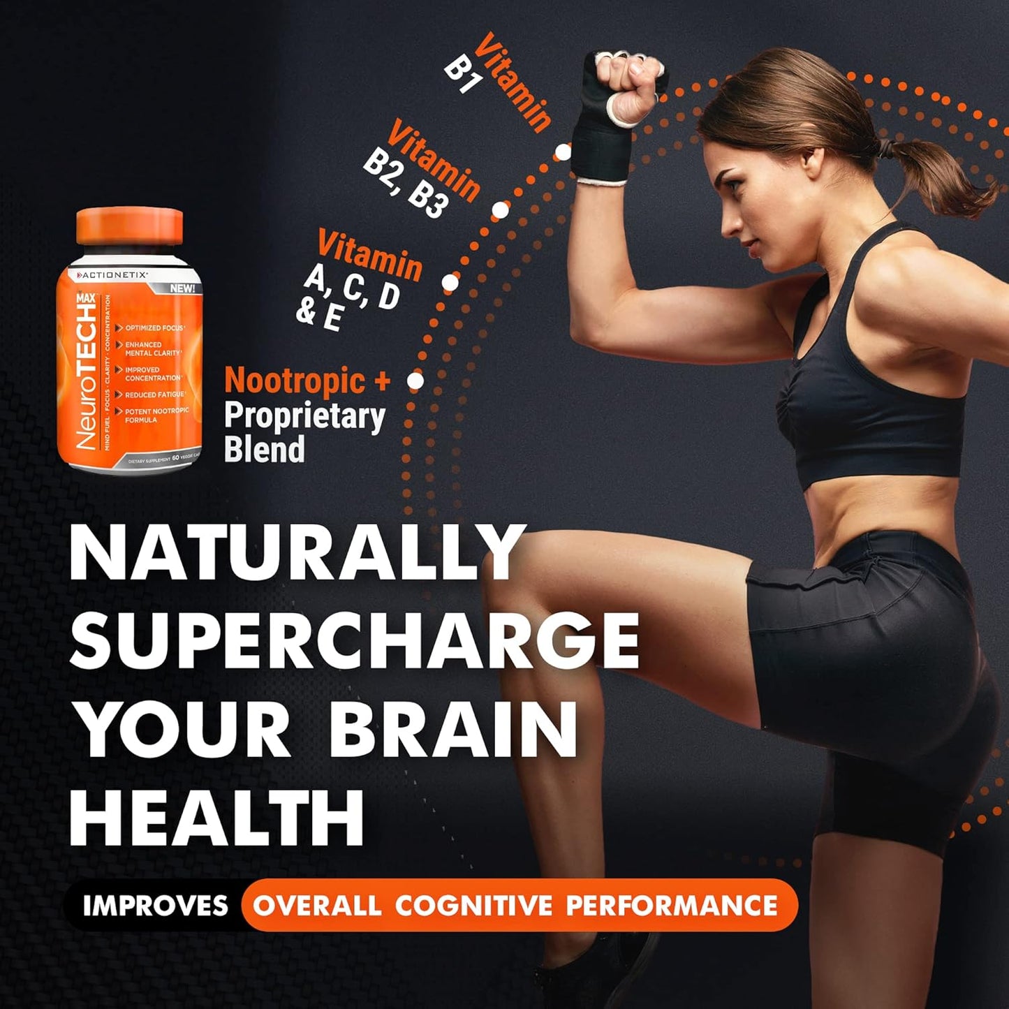 Premium Caffeine-Free Brain Supplements for Memory, Focus & Athletic Performance - NeuroTech MAX Formula with DMAE, Bacopa & Huperzine