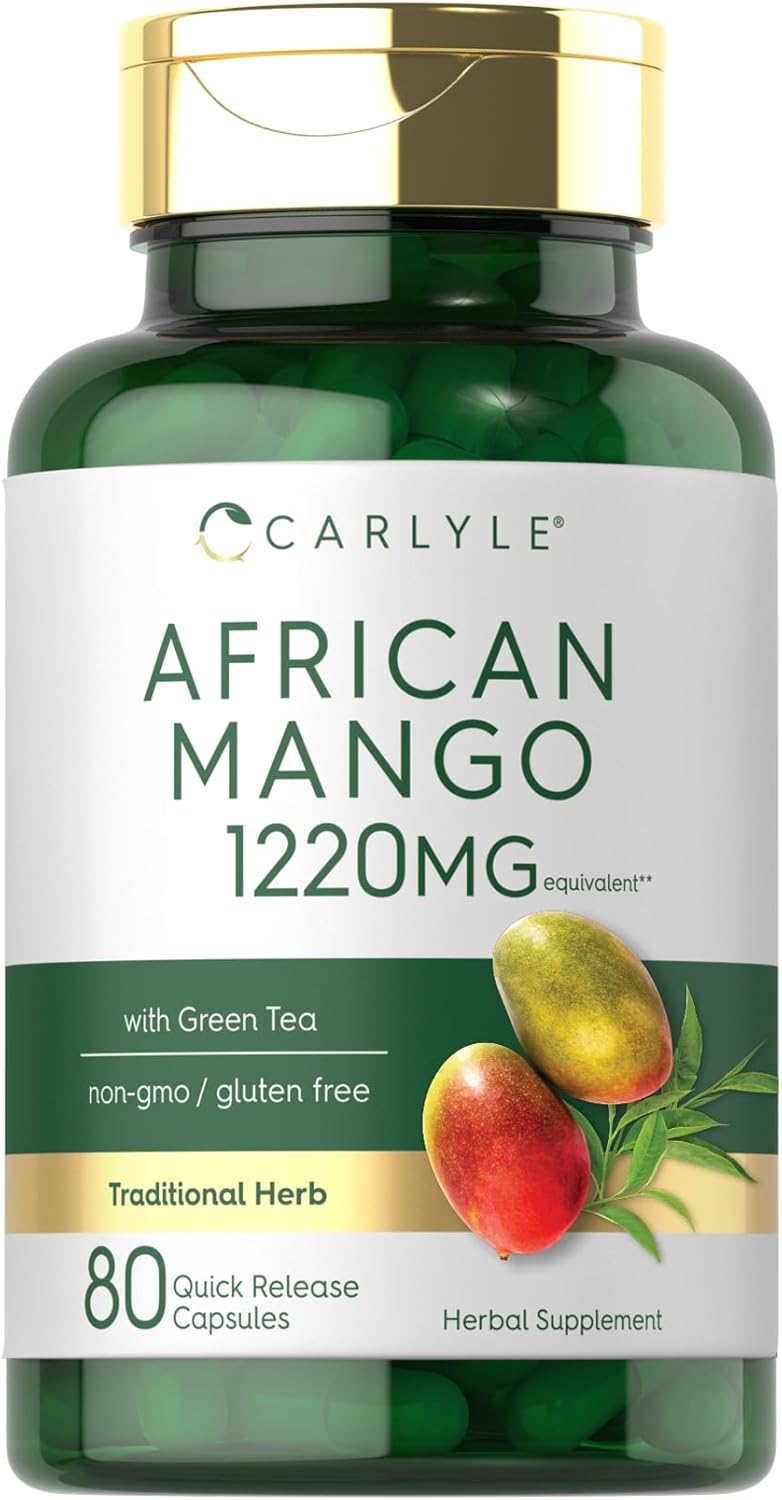 Premium Carlyle African Mango Supplement 1220mg | 80 Capsules | Enhanced with Green Tea Extract | Non-GMO, Gluten Free