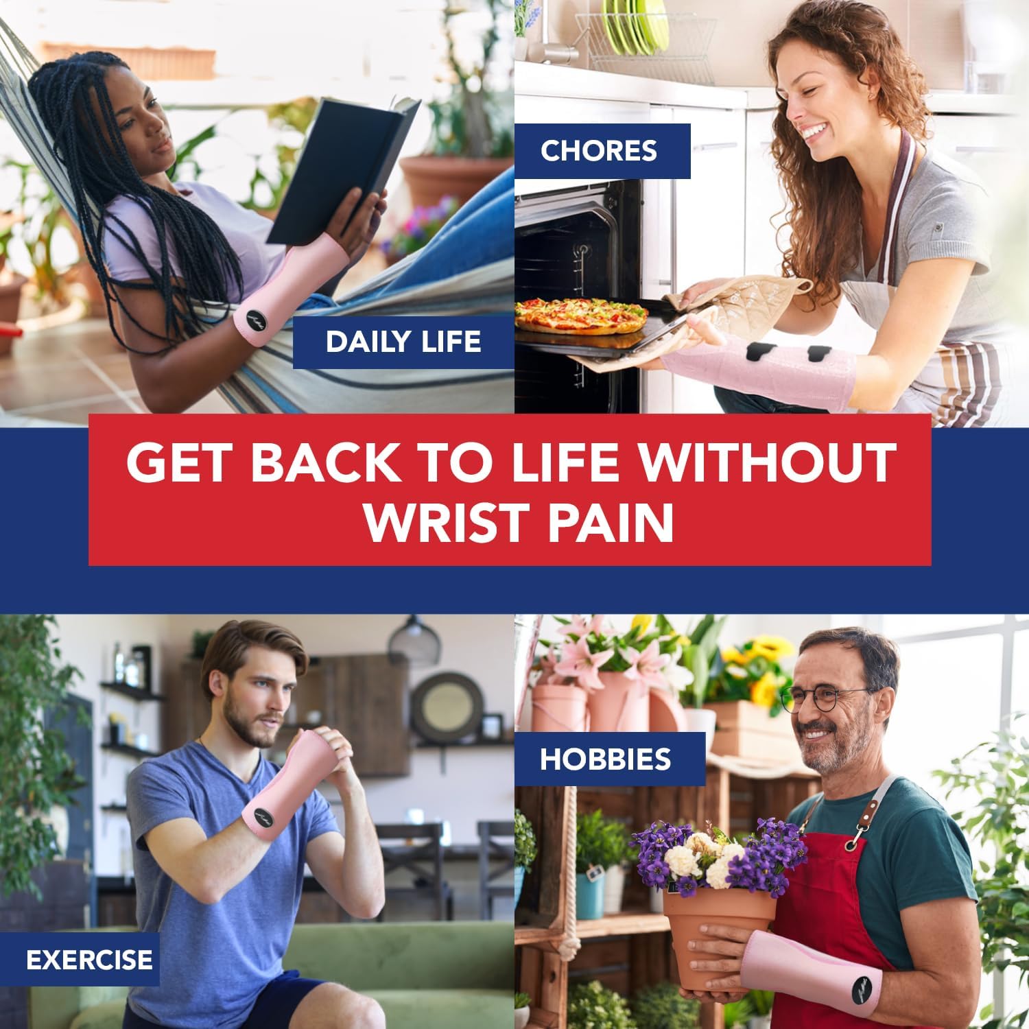 Premium Carpal Tunnel Night Wrist Brace by Dr. Arthritis - Adjustable Support with Comfort Padding (Pink)