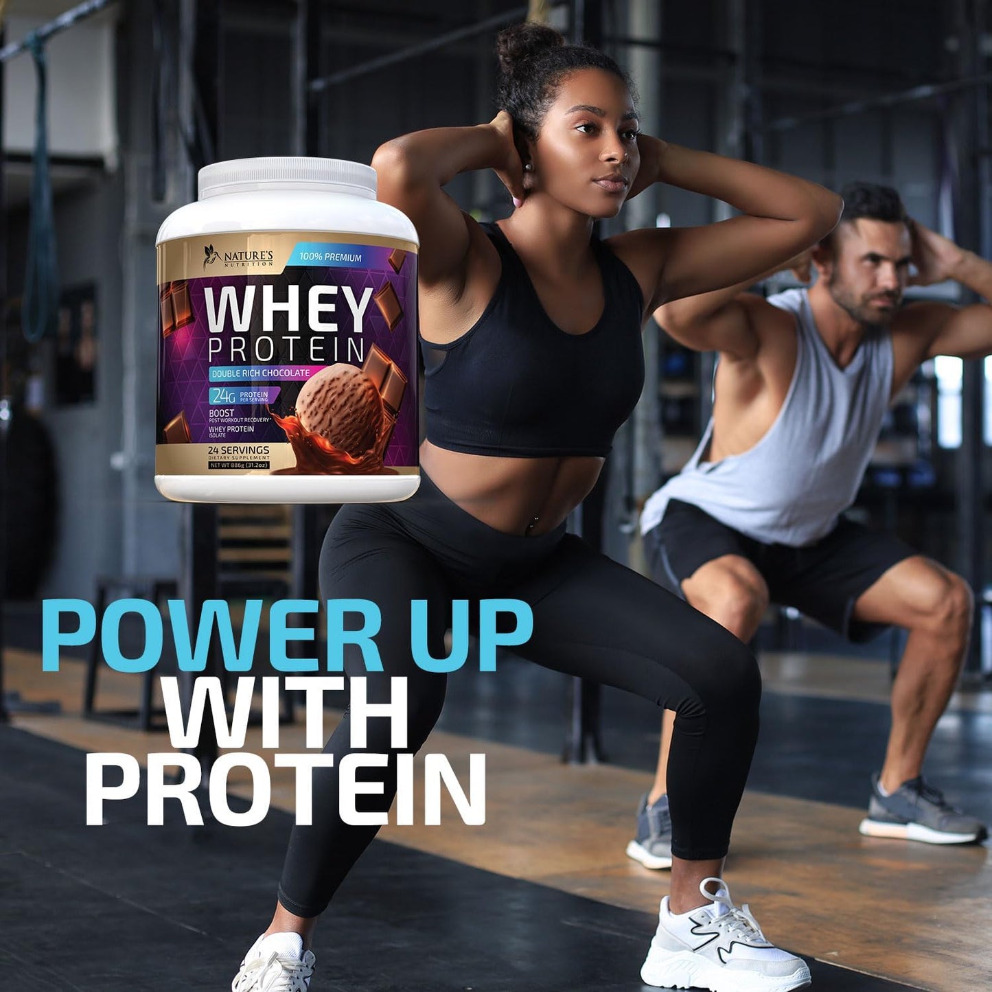 Premium Chocolate Ice Cream Whey Protein Powder - 24g Whey Isolate Protein for Muscle Growth, Fast Absorbing & Gluten Free - 24 Servings for Men and Women by Nature's Nutrition