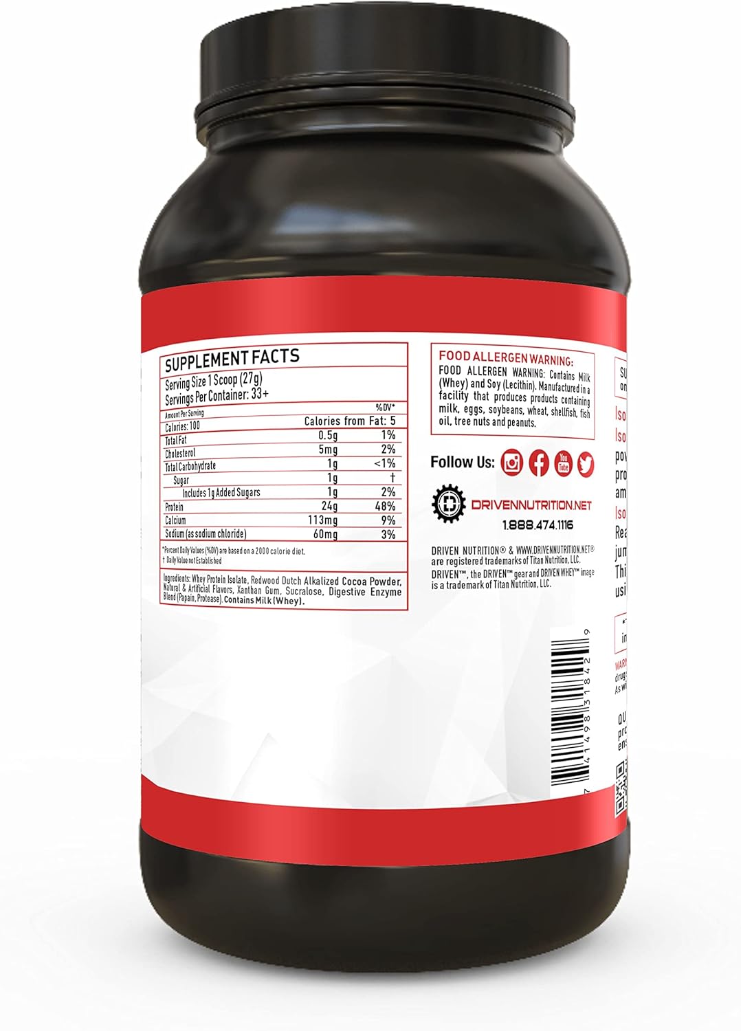 Premium Chocolate Milkshake Flavored Driven Nutrition ISODRIVE Whey Isolate - 2 Pound Pack