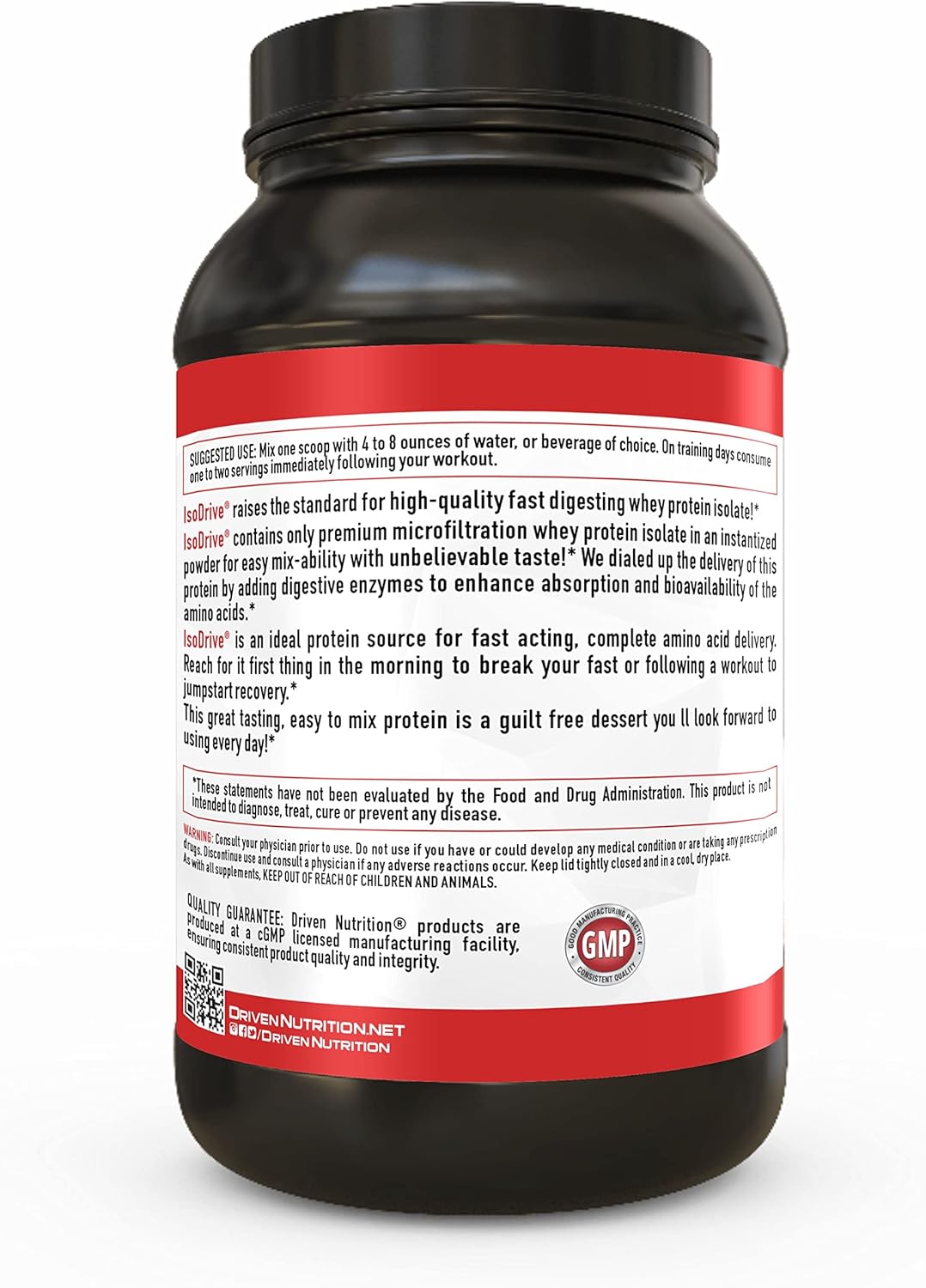 Premium Chocolate Milkshake Flavored Driven Nutrition ISODRIVE Whey Isolate - 2 Pound Pack