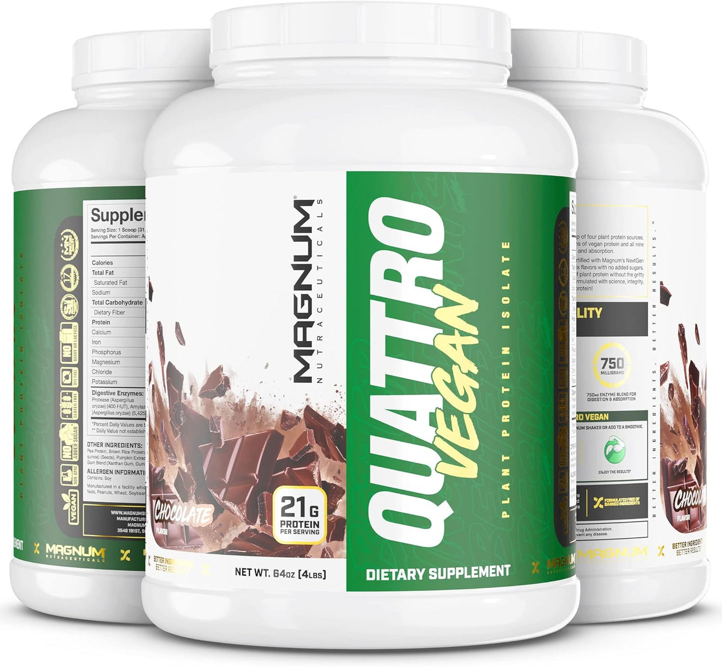Premium Chocolate Vegan Protein Powder Isolate for Muscle Growth & Recovery - 2lb by Magnum Nutraceuticals