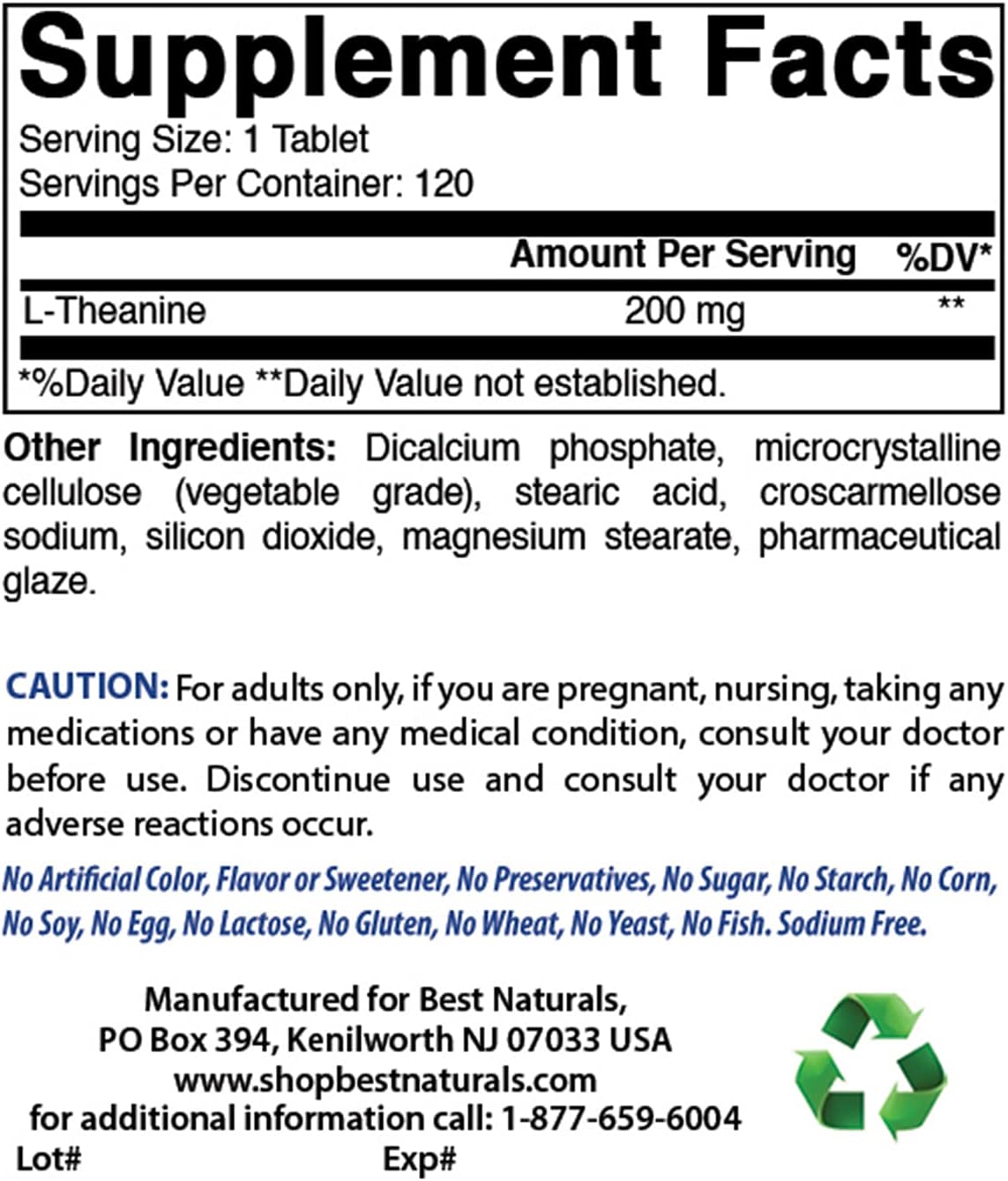 Premium Choline Bitartrate 650mg & L-Theanine 200mg Supplement for Cognitive Support