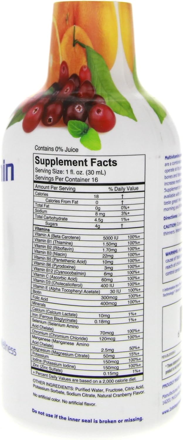 Premium Citrus Burst Liquid Multi-Vitamin and Mineral Supplement for Optimal Wellness, 16 oz - High Performance Formula