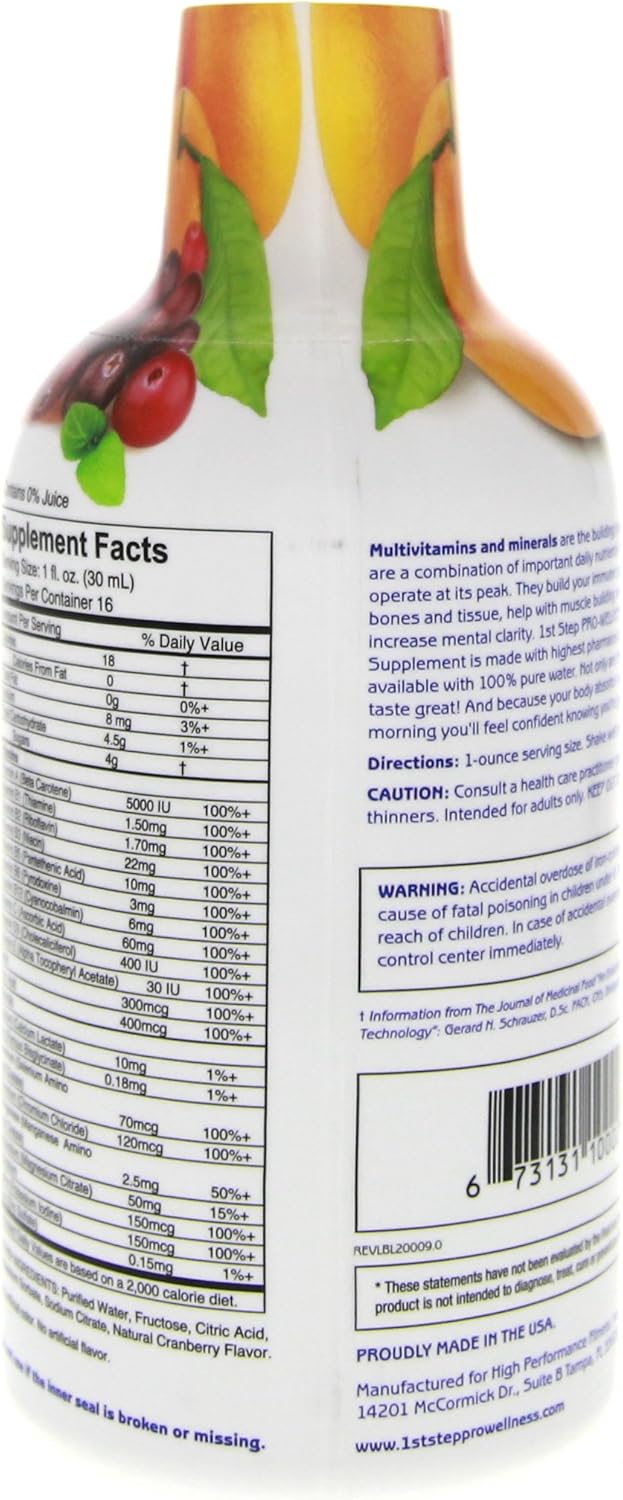 Premium Citrus Burst Liquid Multi-Vitamin and Mineral Supplement for Optimal Wellness, 16 oz - High Performance Formula