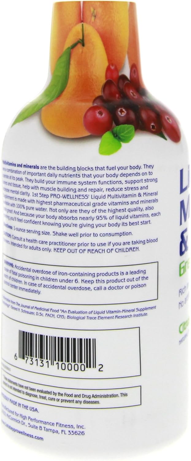 Premium Citrus Burst Liquid Multi-Vitamin and Mineral Supplement for Optimal Wellness, 16 oz - High Performance Formula