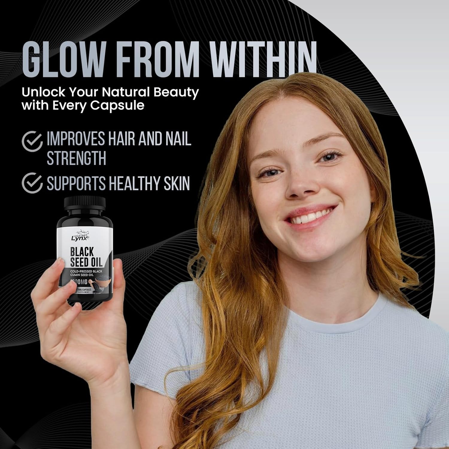 Premium Cold-Pressed Black Seed Oil Capsules - 1000mg with High Thymoquinone, 120 Capsules - Omega-6 & Omega-9 for Immune & Brain Support