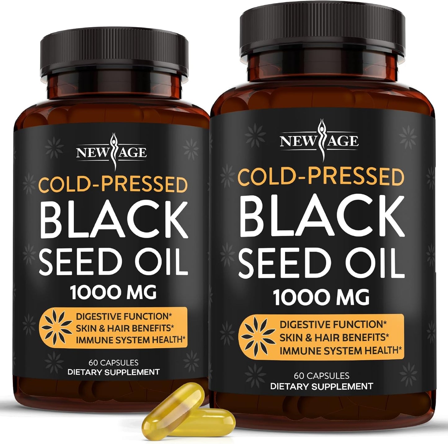 Premium Cold-Pressed Black Seed Oil Capsules - Non-GMO & Vegetarian - 120 Softgels - Pure Nigella Sativa Oil from Black Cumin Seeds