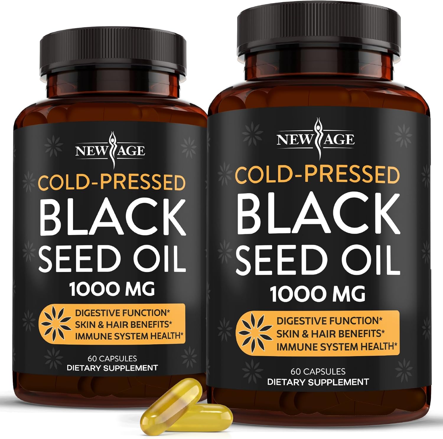 Premium Cold-Pressed Black Seed Oil Capsules - Non-GMO & Vegetarian - 120 Softgels - Pure Nigella Sativa Oil from Black Cumin Seeds