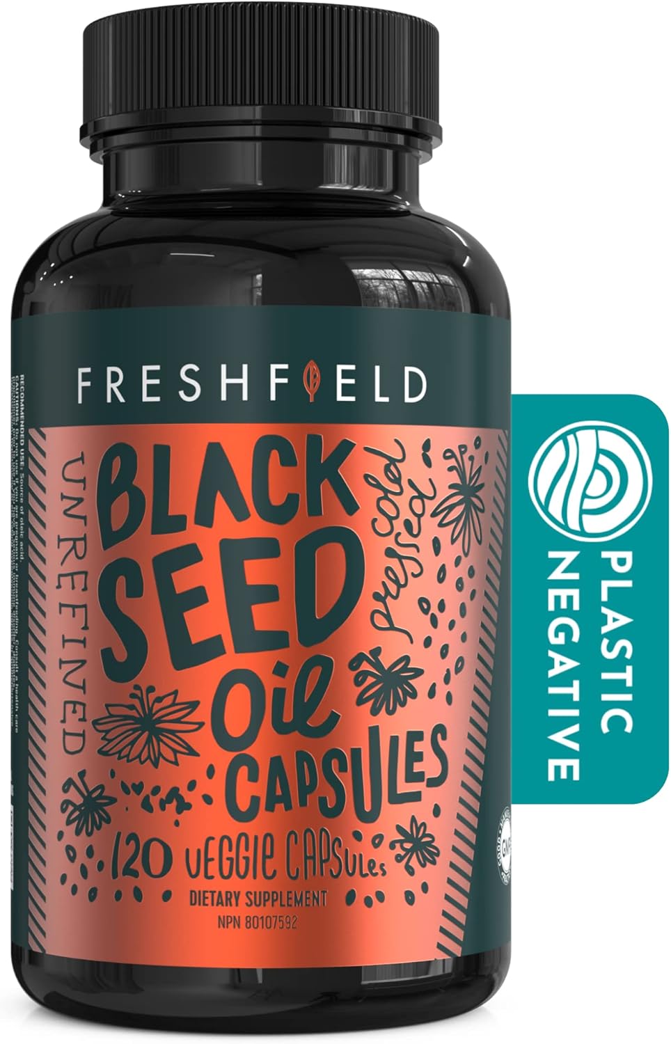 Premium Cold Pressed Black Seed Oil Capsules with Ultra Strength Thymoquinone | 100% Natural and Vegan | Freshfield Naturals (120 ct)