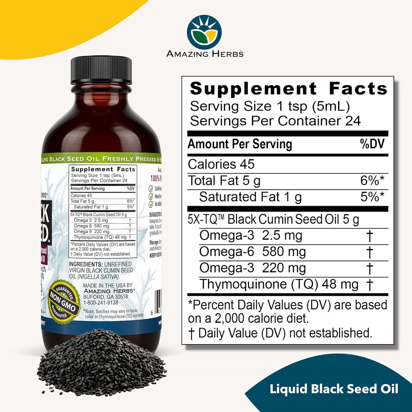 Premium Cold Pressed Black Seed Oil for Digestive Health, Immune Support, and Joint Mobility - 4 Fl Oz Bottle