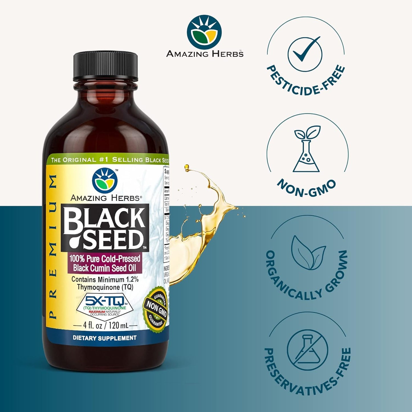 Premium Cold Pressed Black Seed Oil for Digestive Health, Immune Support, and Joint Mobility - 4 Fl Oz Bottle