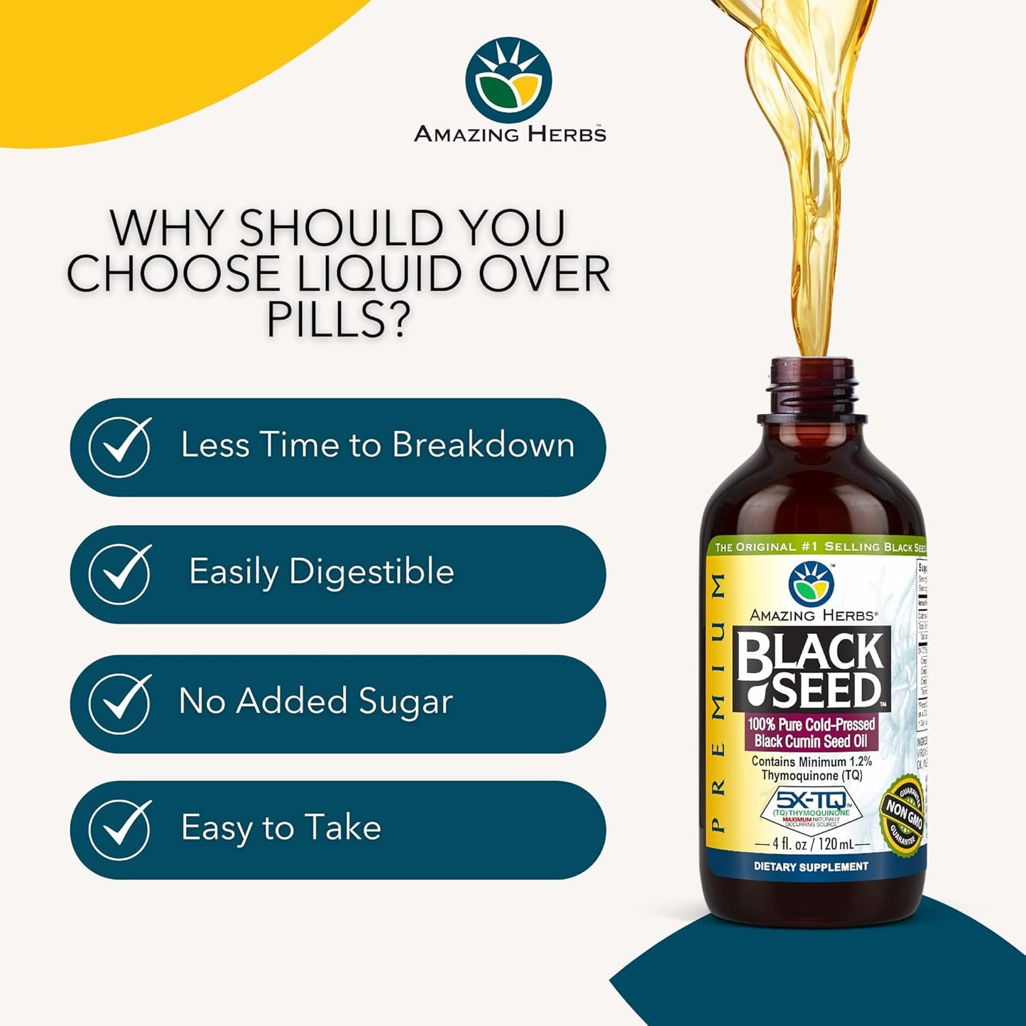 Premium Cold Pressed Black Seed Oil for Digestive Health, Immune Support, and Joint Mobility - 4 Fl Oz Bottle