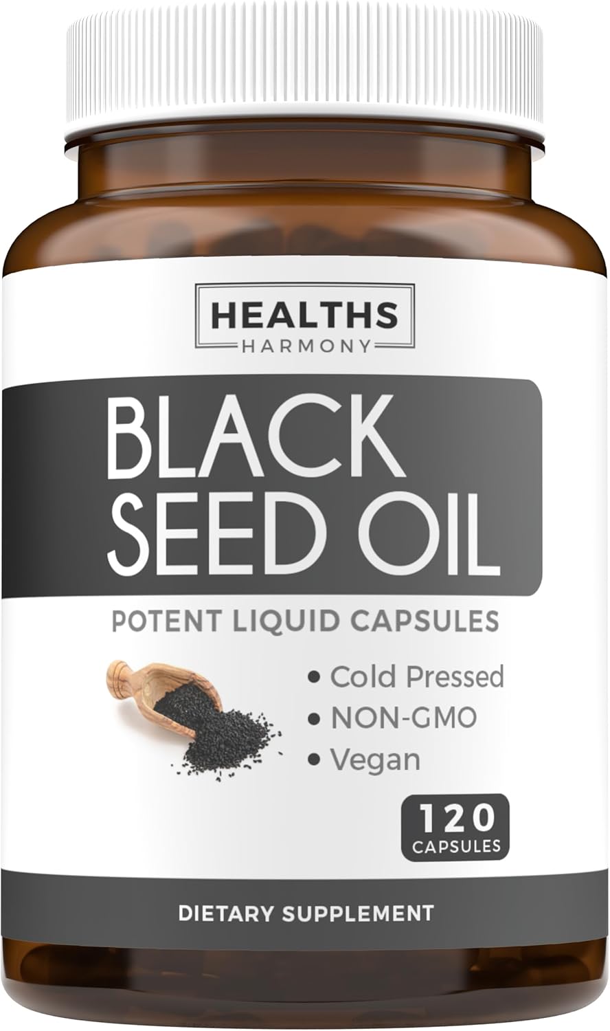 Premium Cold-Pressed Black Seed Oil Liquid & Capsule Combo - 2 Month Supply - Non-GMO Nigella Sativa Oil - Healths Harmony