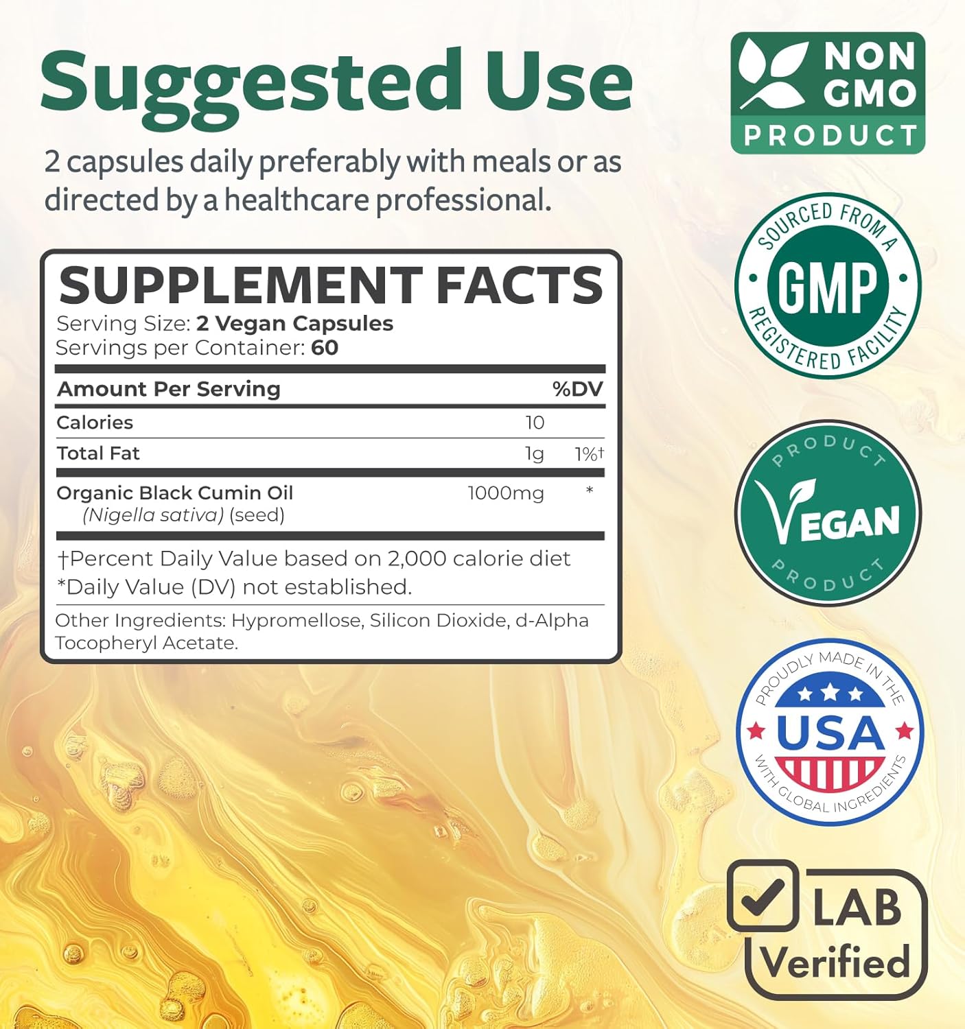 Premium Cold-Pressed Black Seed Oil Liquid & Capsule Combo - 2 Month Supply - Non-GMO Nigella Sativa Oil - Healths Harmony