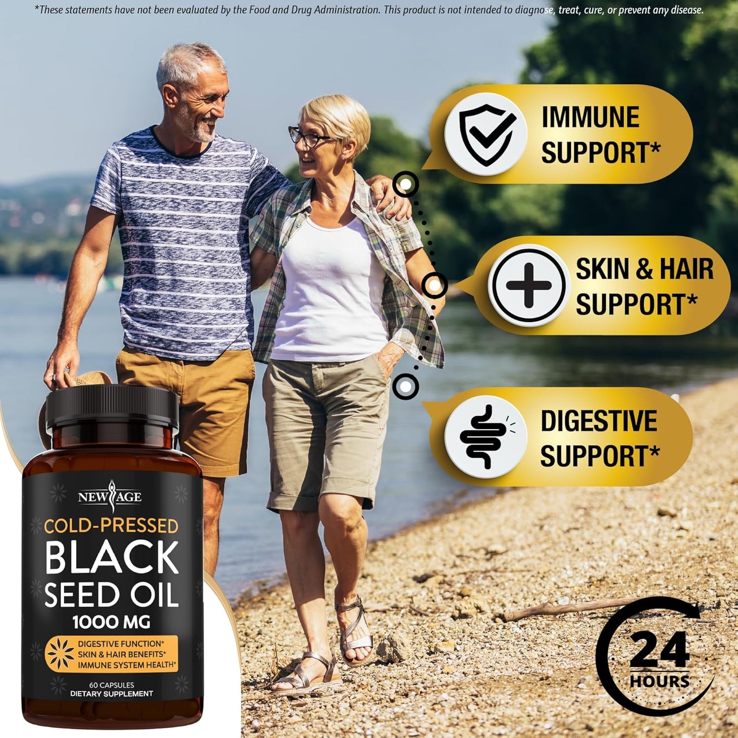 Premium Cold-Pressed Black Seed Oil Softgel Capsules - Non-GMO & Vegetarian (60 Softgels) of Nigella Sativa