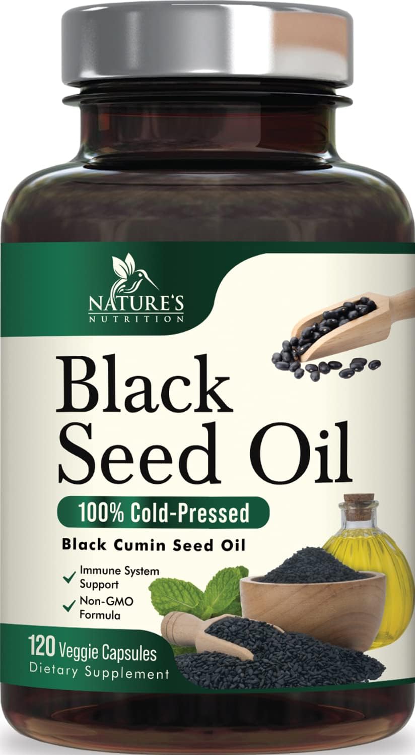 Premium Cold-Pressed Black Seed Oil Softgels 1000mg - Pure Nigella Sativa Supplement for Skin & Immune Support - Extra Strength Non-GMO Antioxidant - 120 Softgels