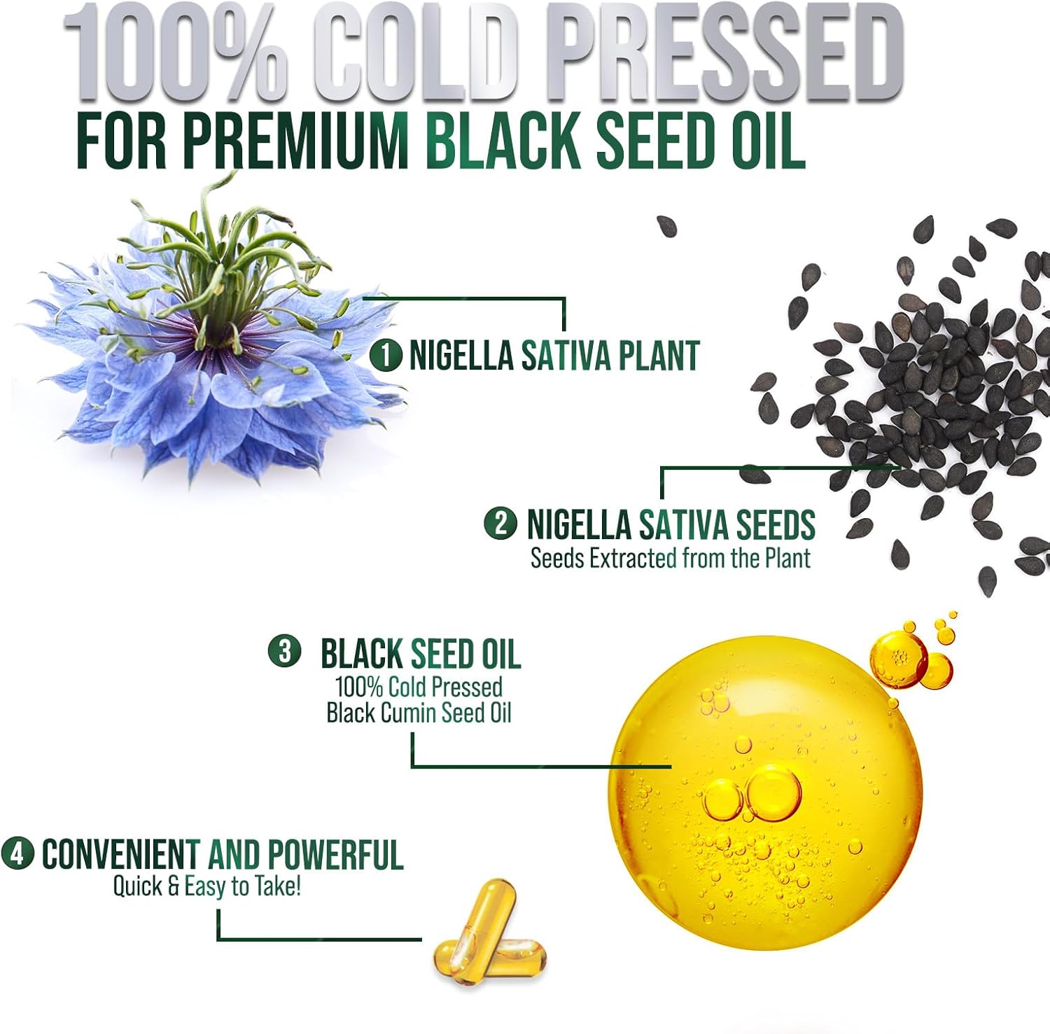 Premium Cold-Pressed Black Seed Oil Softgels 1000mg - Pure Nigella Sativa Supplement for Skin & Immune Support - Extra Strength Non-GMO Antioxidant - 120 Softgels
