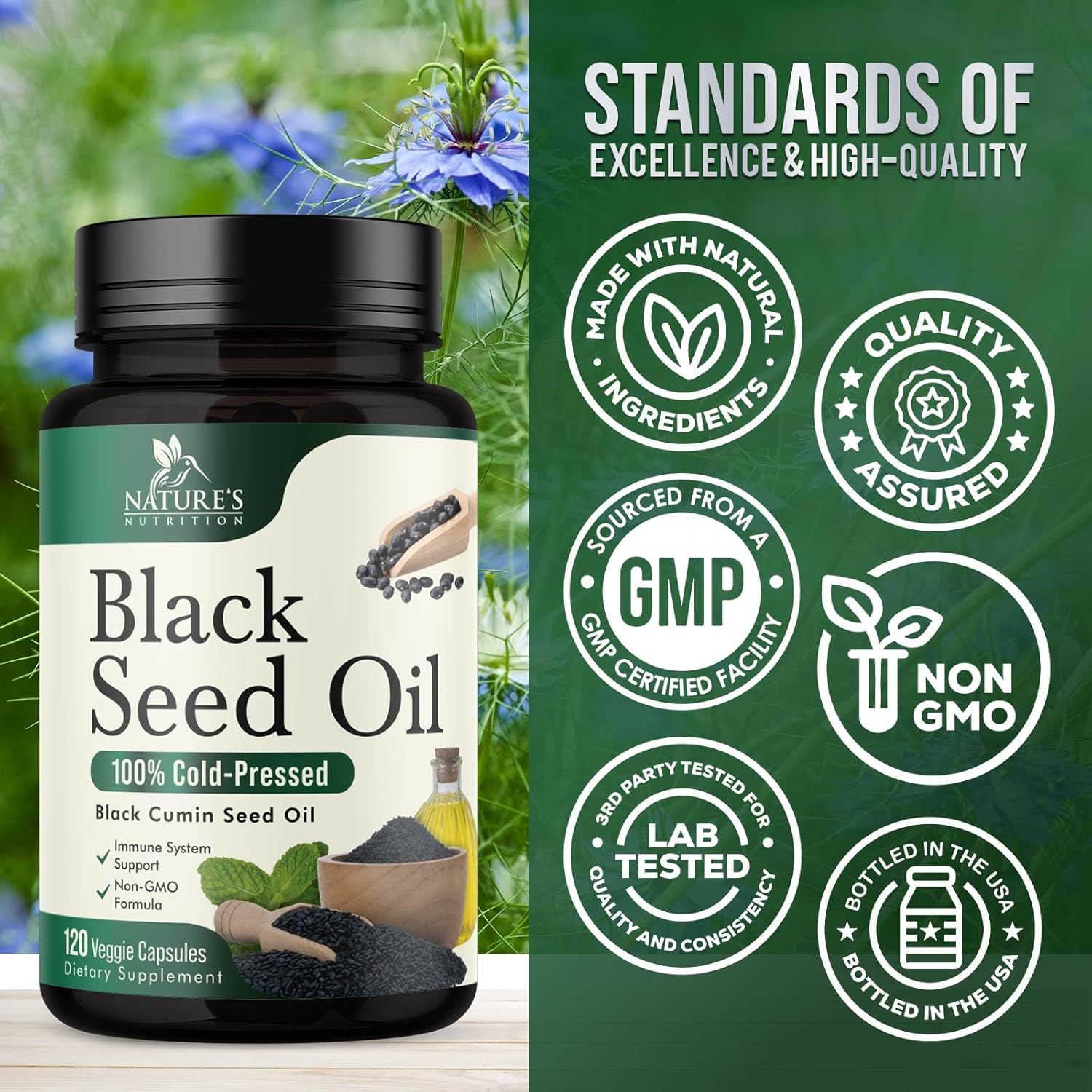 Premium Cold-Pressed Black Seed Oil Softgels 1000mg - Pure Nigella Sativa Supplement for Skin & Immune Support - Extra Strength Non-GMO Antioxidant - 120 Softgels