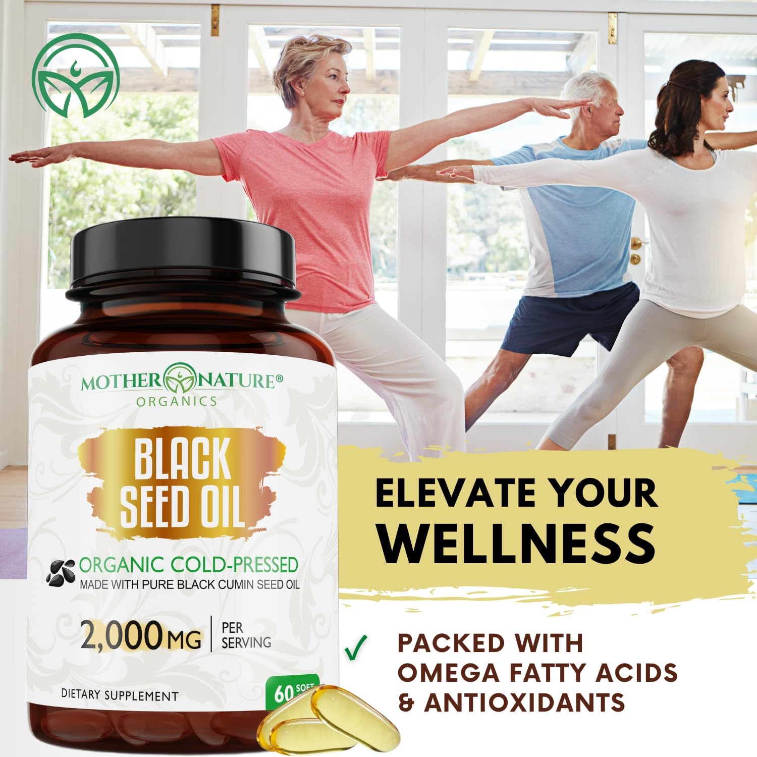 Premium Cold Pressed Organic Turkish Black Seed Oil Capsules - High TQ, Non-GMO, Immune Support & Digestive Health - 60ct