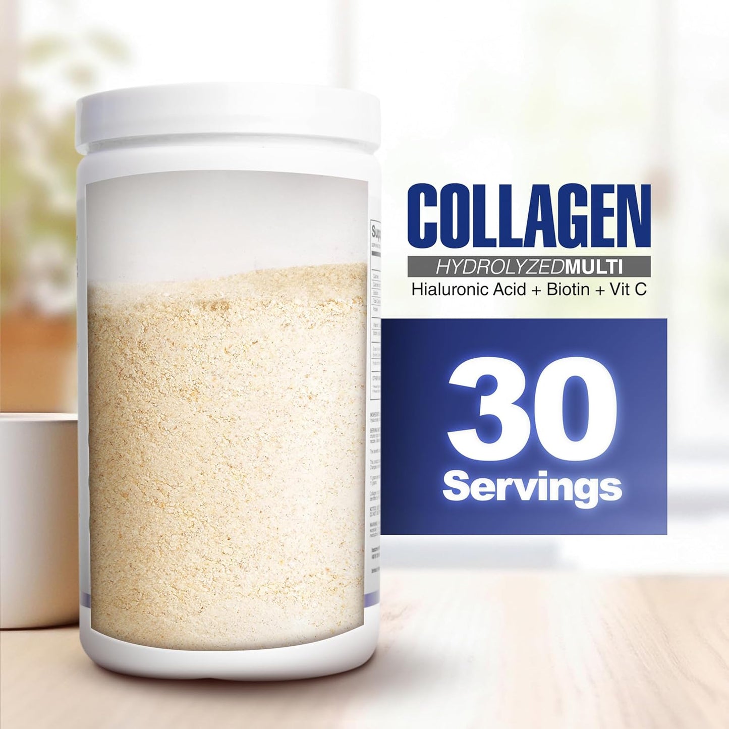 Premium Collagen Hydrolyzed Multi Powder with Hyaluronic Acid, Biotin, and Vitamin C - Skin, Hair, Nails, Joint Health - Grass-Fed, GMO-Free - Keto Friendly - 330g