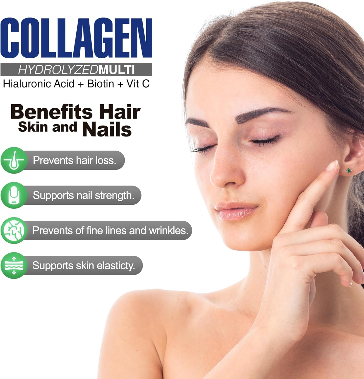 Premium Collagen Hydrolyzed Multi Powder with Hyaluronic Acid, Biotin, and Vitamin C - Skin, Hair, Nails, Joint Health - Grass-Fed, GMO-Free - Keto Friendly - 330g