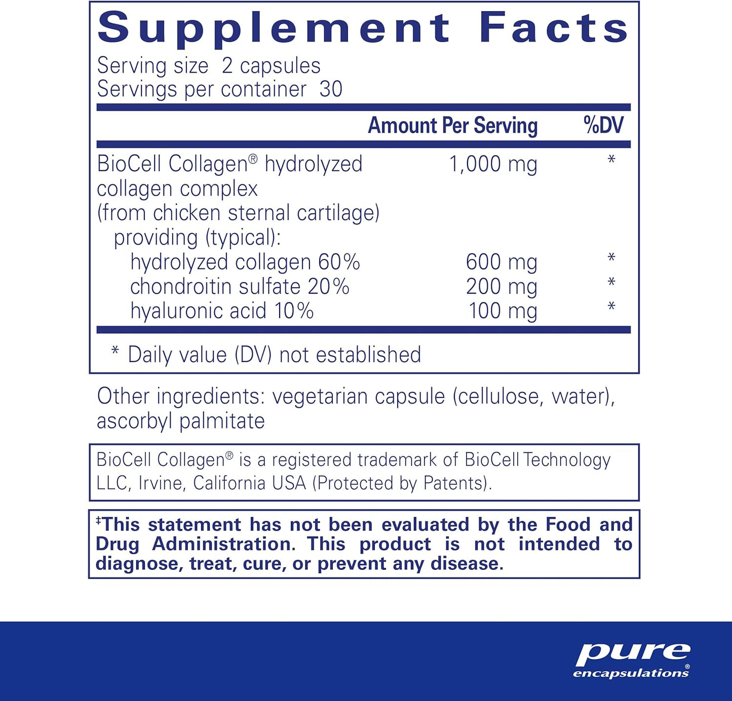 Premium Collagen JS Capsules for Skin & Joint Health - 1,000mg Hydrolyzed Biocell Collagen - Gluten Free & Non-GMO - 60 Count