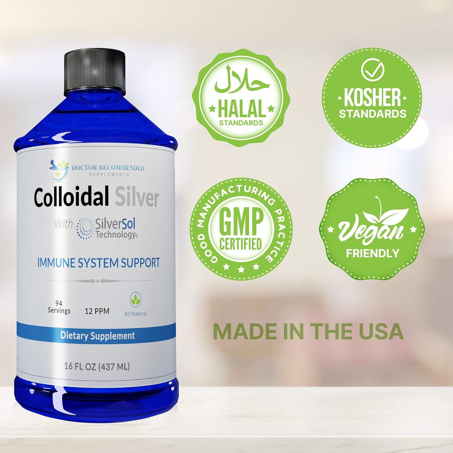 Premium Colloidal Silver Liquid - 12 PPM Doctor Recommended Supplement for Immune Support, Vegan Ionic Silver Water Daily Mineral Supplement - 3 Pack of 16 Fl oz Bottles - BoostGo Australia