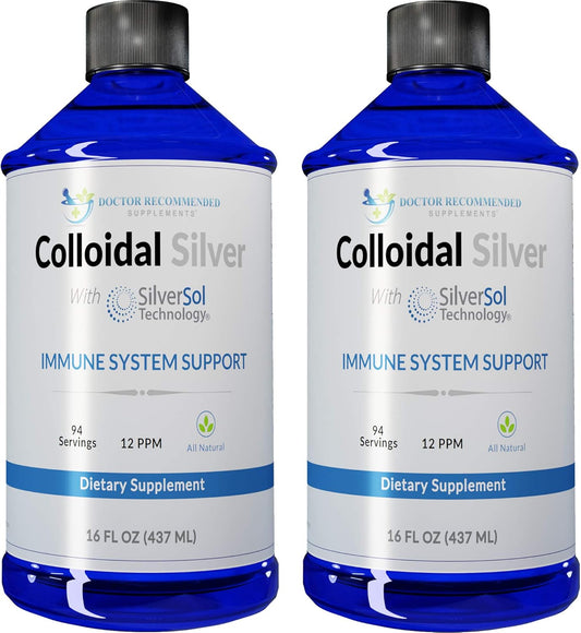 Premium Doctor Recommended Colloidal Silver Liquid Supplement - All Natural, Vegan Immune Support, 12 PPM Silver Solution, Daily Mineral Boost - 2-16 Fl oz Bottles - BoostGo Australia