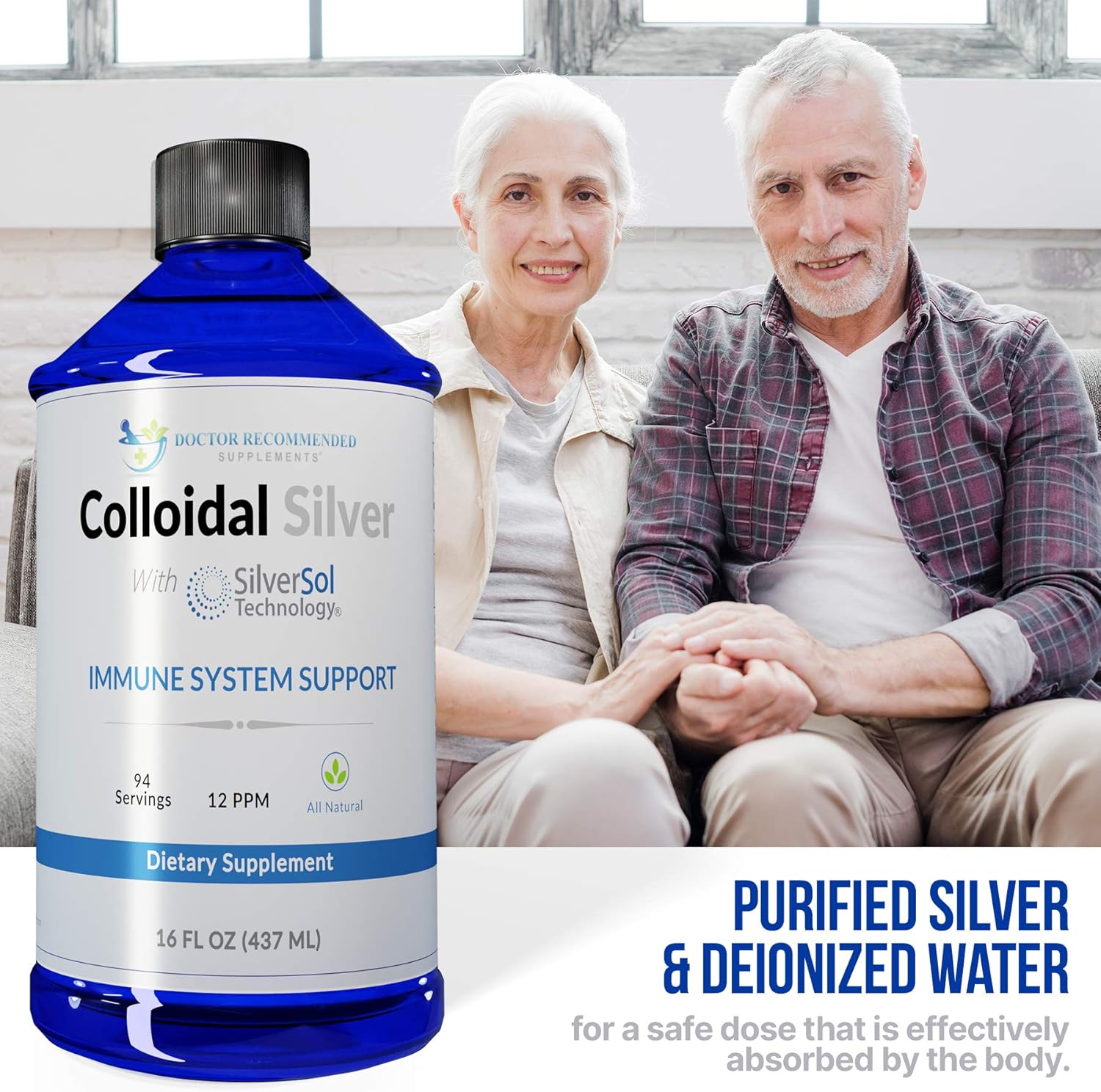 Premium Doctor Recommended Colloidal Silver Liquid Supplement - All Natural, Vegan Immune Support, 12 PPM Silver Solution, Daily Mineral Boost - 2-16 Fl oz Bottles - BoostGo Australia
