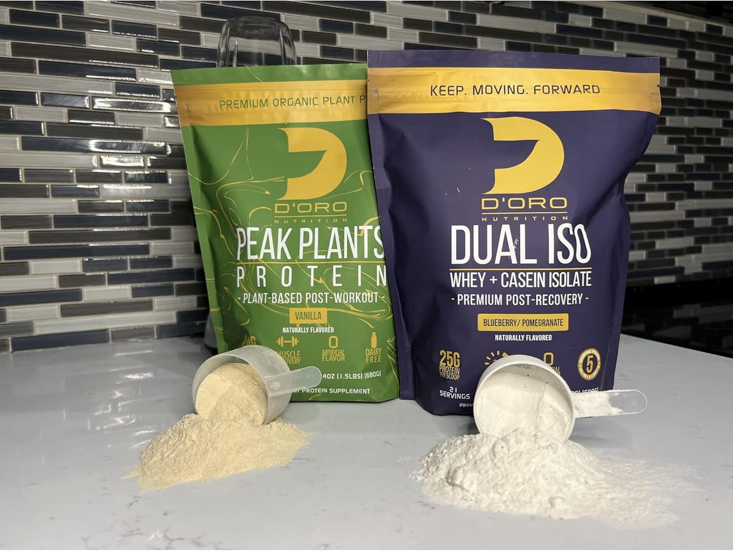 Premium D’Oro Nutrition Blueberry & Pomegranate Whey & Casein Isolate Protein Powder - 27G Protein Per Scoop - Post Recovery