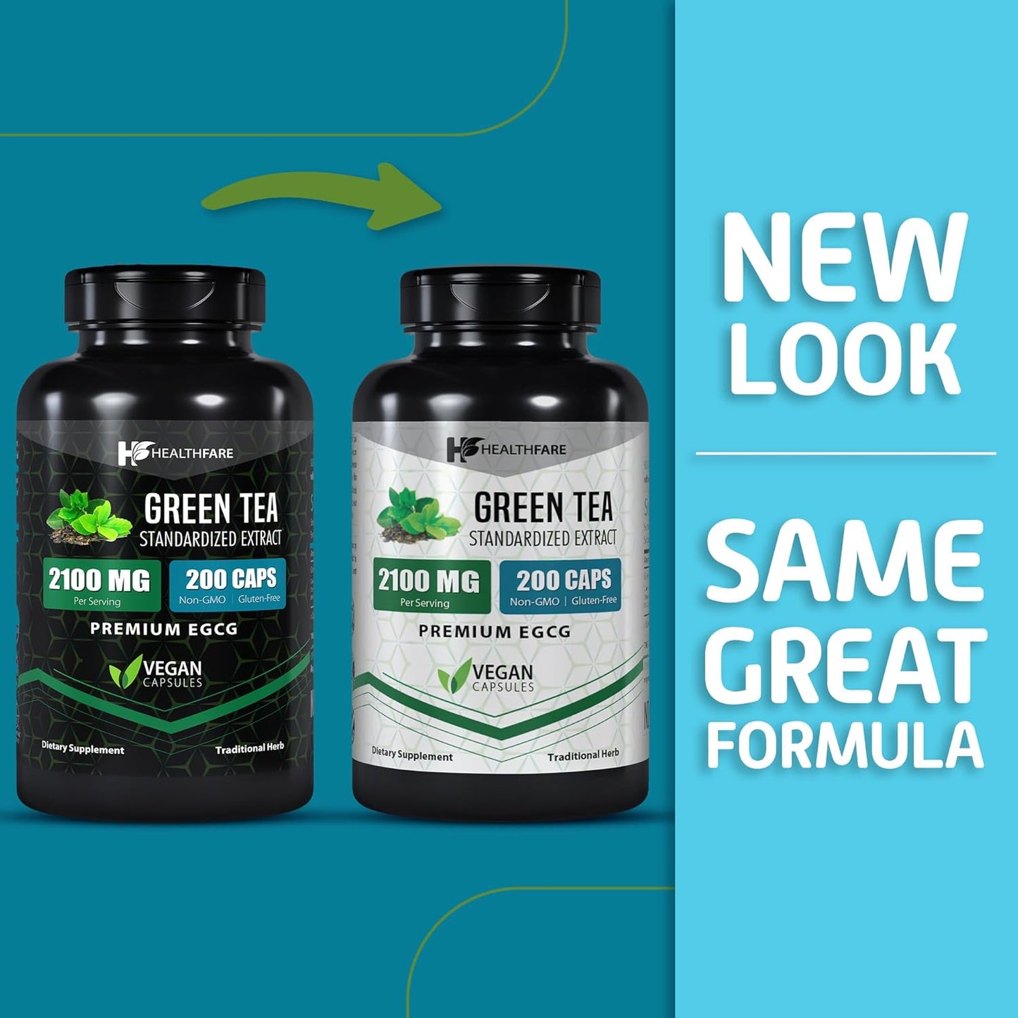 Premium ECGG Green Tea Extract Supplement | 200 Capsules | High EGCG & Polyphenol Content | Non-GMO & Gluten-Free - BoostGo Australia