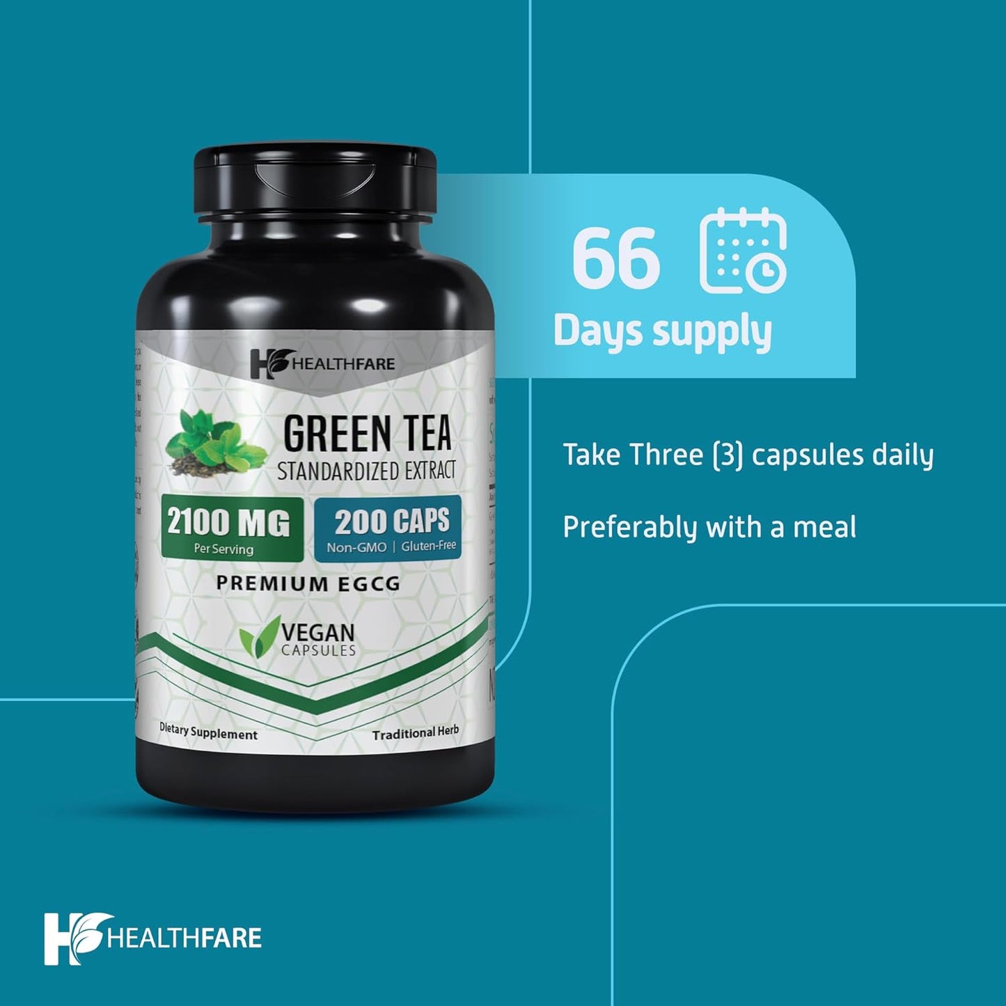Premium ECGG Green Tea Extract Supplement | 200 Capsules | High EGCG & Polyphenol Content | Non-GMO & Gluten-Free - BoostGo Australia