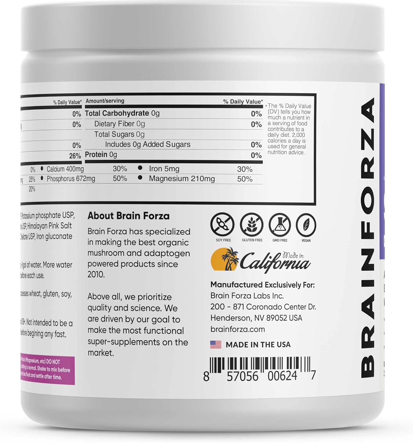 Premium Electrolytes for Fasting - Brain Forza Super Fast Keto Formula with Potassium, Sodium, Magnesium, Calcium, Iron, Pink Himalayan Salt - 30 Servings, Unflavored