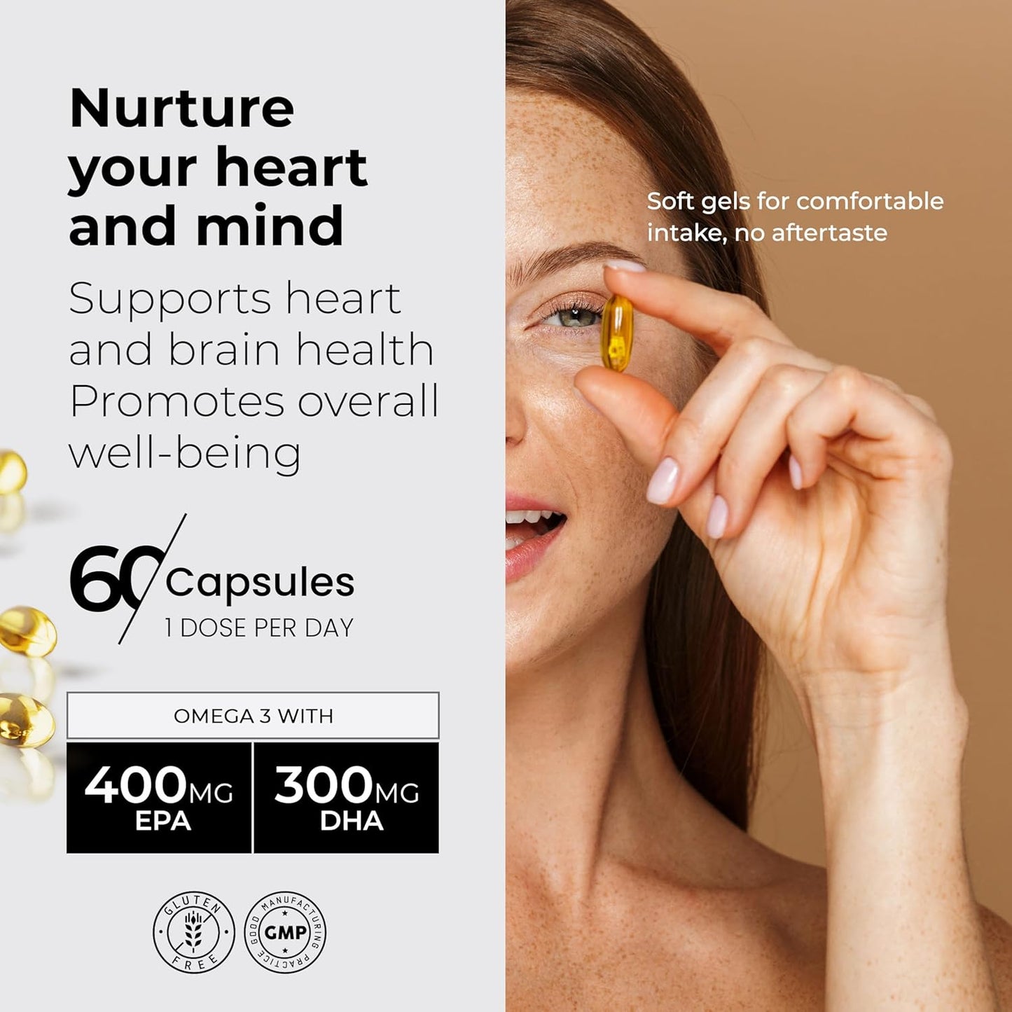 Premium Energy Boosting Fish Oil Softgels & Vitamin C Blend - Vegan & Gluten-Free (1-Month Supply)