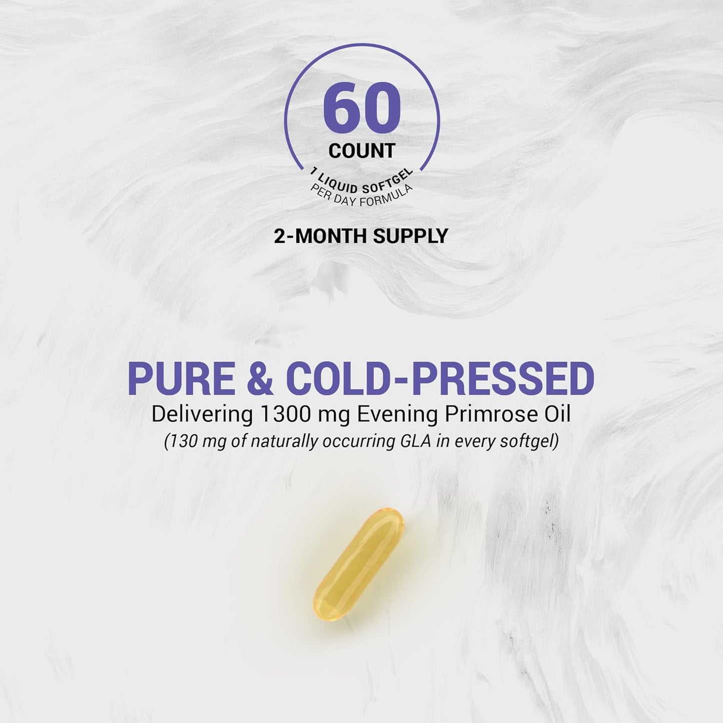 Premium Evening Primrose Oil Softgels from New Zealand | 1300mg | Non-GMO, Soy & Gluten Free | 60 Count